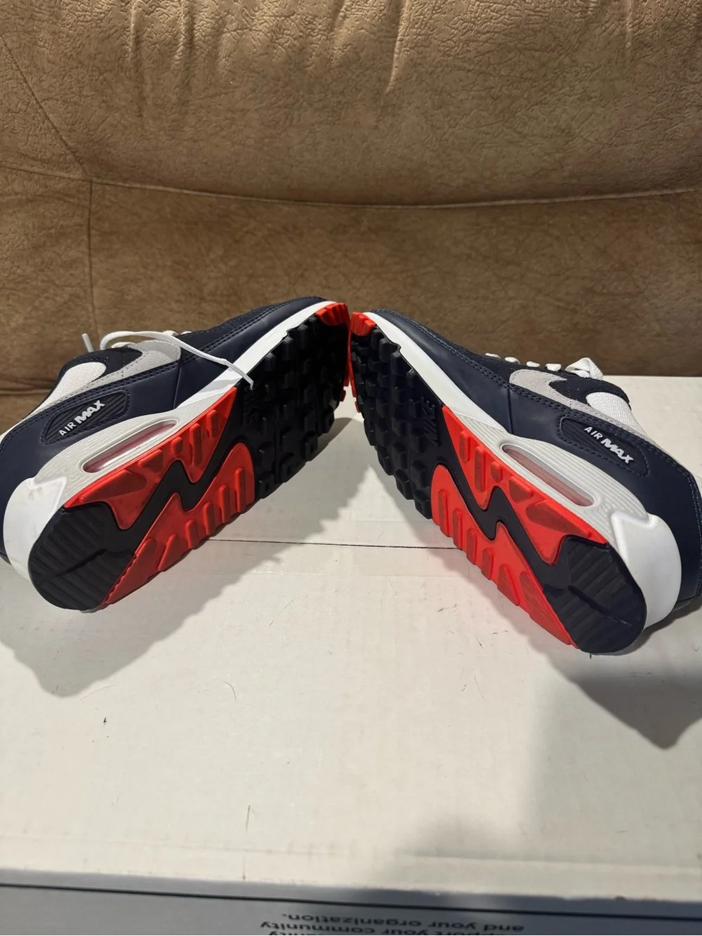 Nike Kids air max 90 size 7.5 Sneakers in White, Navy & Red
